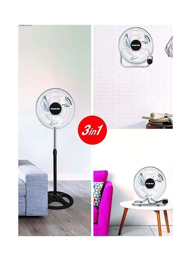 نيكاي - مروحة كهربائية 3 في 1 بقاعدة مقاس 16 بوصة 45 W NIF1708A أسود/فضي - Image 1