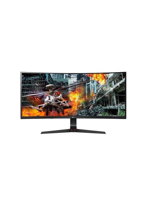 شاشة عرض منحنية LED WFHD ‏‏للألعاب مقاس 34 بوصة بتقنية IPS وإنفيديا جي - سينك ومعدل تحديث 144 هرتز ومزودة بمنفذ HDMI أسود