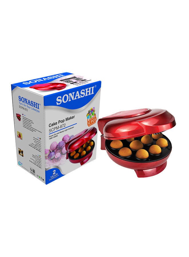 SONASHI - Cake Pop Maker – 12 PCs at a time with Non-Stick Baking Plate | Featured with Power, Ready Light Indicator and Cool Touch Housing | Easy and Durable Snack Maker 1200 W SCPM-872 Red - Image 1