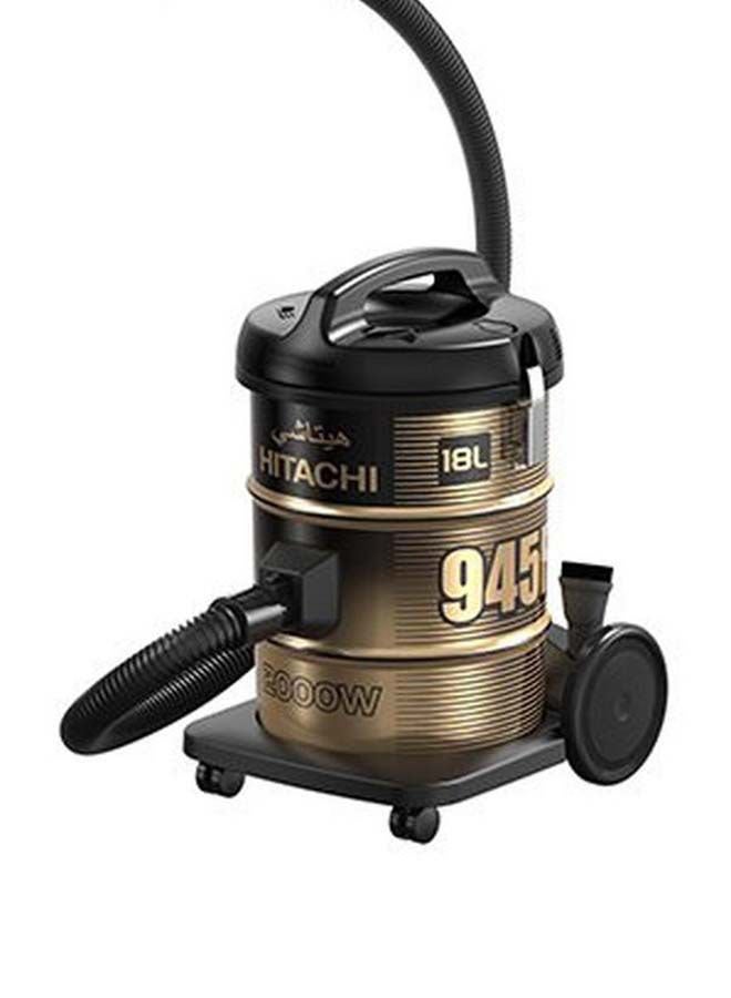 مكنسة كهربائية برميلية بقدرة 2000 وات وسعة 18 لتراً 18 L 2000 W CV-945F SS220 BK أسود/ذهبي