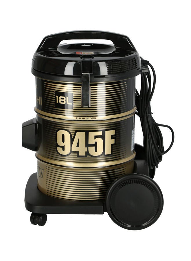 مكنسة كهربائية برميلية بقدرة 2000 وات وسعة 18 لتراً 18 L 2000 W CV-945F SS220 BK أسود/ذهبي