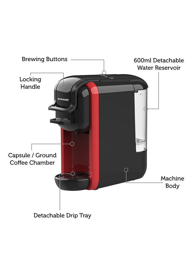 ماكينة تحضير قهوة إسبريسو 3 في 1 متعددة الكبسولات 600 ml 1450 W SCM-4969 أسود/أحمر - v1668698951/N44021907A_15