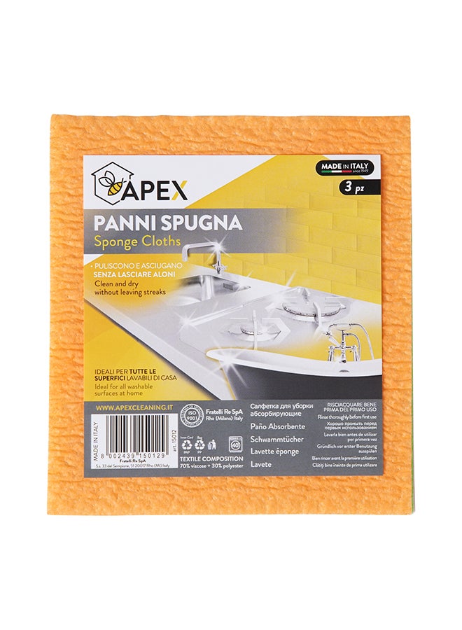 APEX - Sponge cloths - Synthetic Sponge-Cloths, Super Absorbent and Durable 3 Pcs Assorted 17x16cm - Image 1