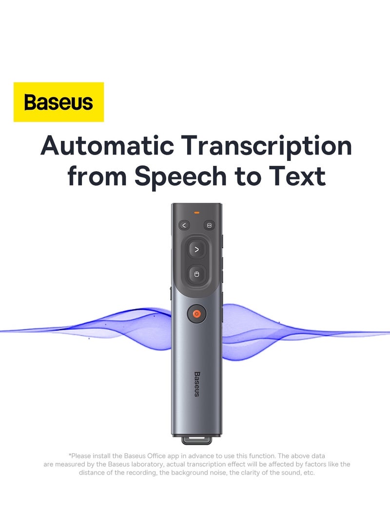 Baseus - Spotlight Wireless Presentation Remote, 2.4 GHz USB-Receiver, Digital Laser Pointer, 50-Meter Operating Range, Dual Laser Mode compatible for PC/Mac/Android/iOS Grey - Image 1