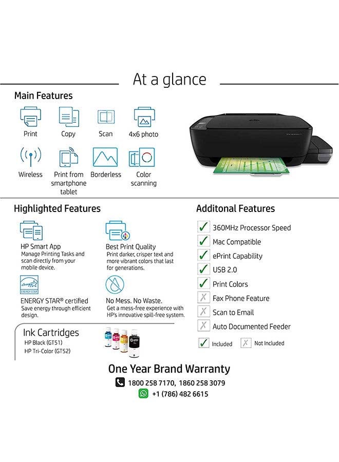 HP - Ink Tank 415 Wireless All-In-One Printer , Print, Copy, Scan Black - Image 1