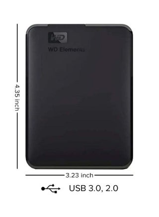 2TB Elements Portable External Hard Drive sleek design Read Speed 480 MBps Write Speed 400 MBps USB 3.0  for Windows 10, Windows 8.1, Windows 7 WDBU6Y0020BBK-WESN 2 TB - v1668778794/N15392250A_1