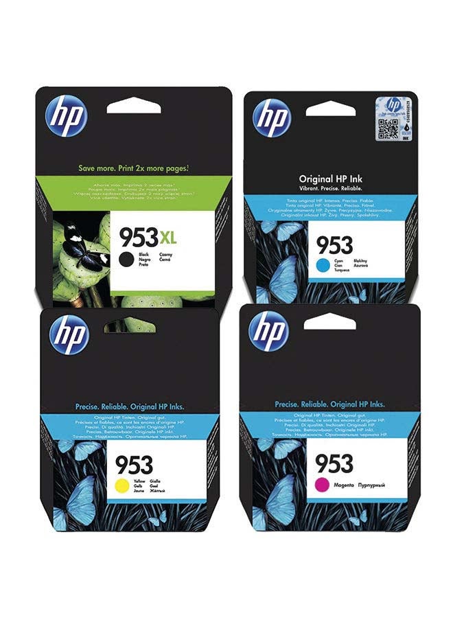 HP - Set Of 4 953/953XL High Yield Original Ink Cartridge | Works With Hp Officejet Pro 7720, 7730, 7740, 8210, 8218, 8710, 8715, 8720, 8725, 8730 Printers Multicolour - Image 1