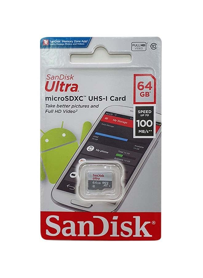 Ultra 100MB/s UHS-I Class 10 microSDXC Card 64 GB 