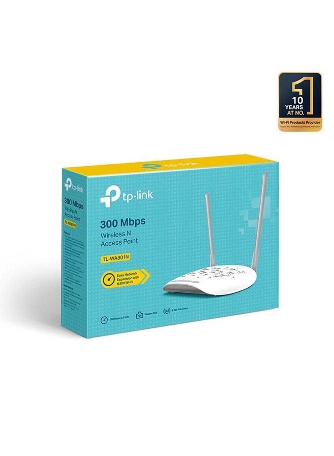 تي بي لينك - نقطة وصول واي فاي TL-WA801N، اتصال لاسلكي N300، بقوة 2.4 جيجا هرتز و 300 ميجا بايت في الثانية، كما يدعم متعدد SSID/ووضع العميل/والجسر/وموسع النطاق، ويحتوي على هوائيين ثابتين، ويدعم تقنية Passive PoE أبيض/رمادي - Image 1