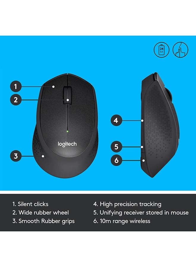 Logitech - M330 Silent Wireless Mouse Black - Image 1