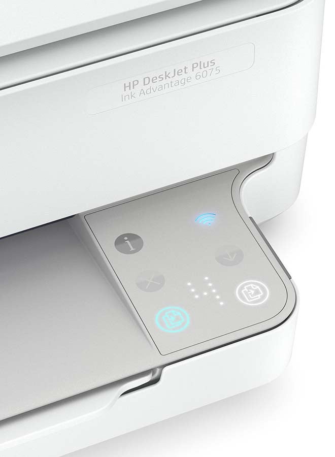 HP - DeskJet Plus Ink Advantage 6075 Printer, All-in-One, Wireless, Print, Copy & Scan Inkjet Printer [5SE22C] White - Image 1