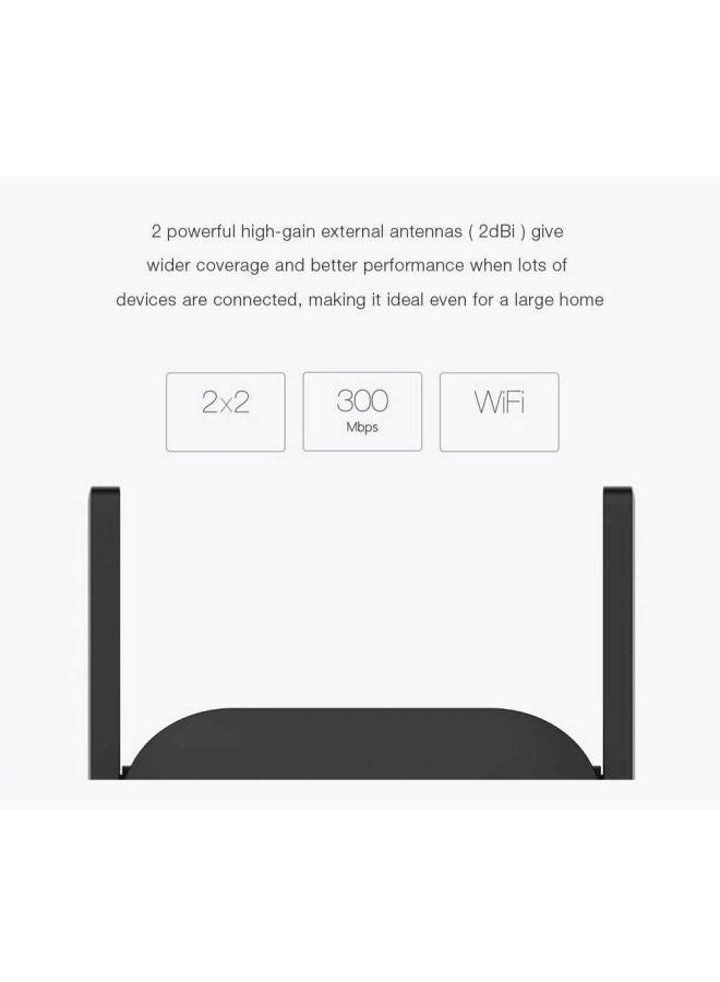 Mi Wi-Fi Range Extender Pro Wifi Repeater, Network Expander/ 2 External Antenna/ Up to 300Mbps / Up to 16 devices Connectivity / Plug & Play Black - v1668779489/N13658908A_7