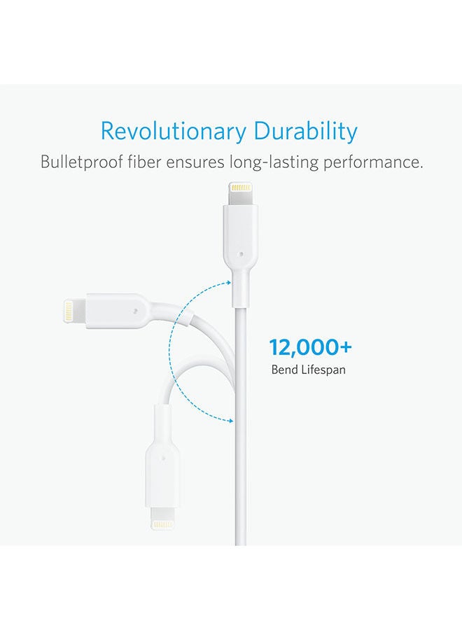 Powerline II Cable (6ft) MFi Certified for iPhone 11/11 Pro/11 Pro Max/Xs/XS Max/XR/X/8/8 Plus/7/7 Plus/6/6 Plus White - v1668779489/N15070667A_3