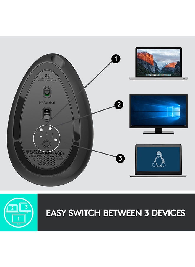 لوجيتيك - ماوس MX فرتيكال لاسلكي بتصميم مريح مع مُستقبِل بمنفذ USB غرافيتي - Image 1