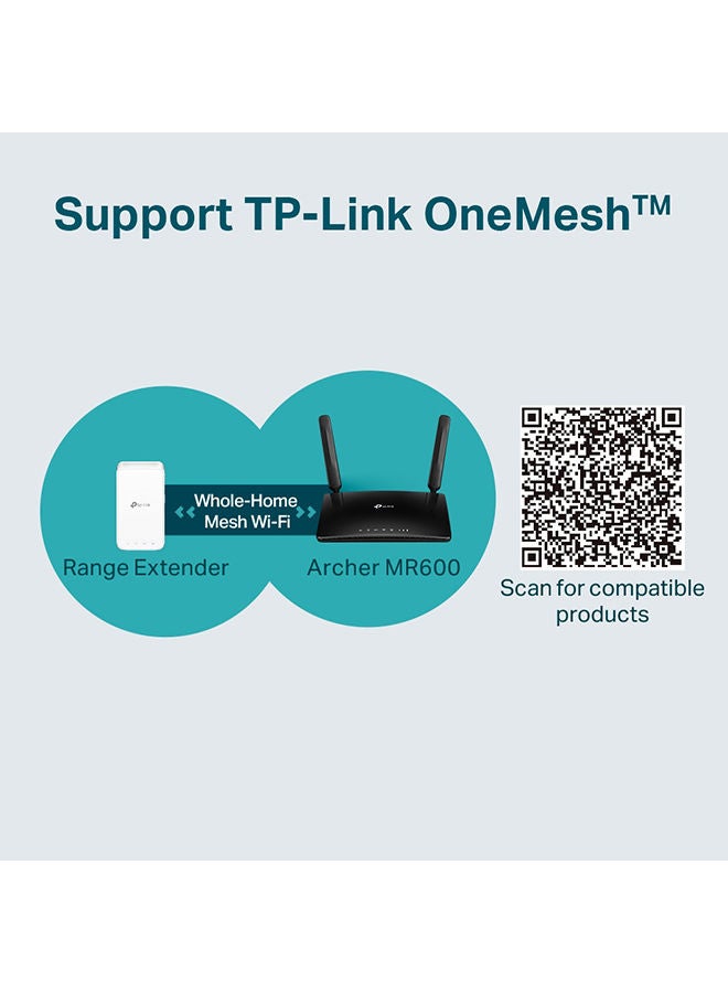 TP-LINK - 4G+ Cat6 AC1200 Wireless Dual Band Gigabit Router Archer MR600 Black - Image 1