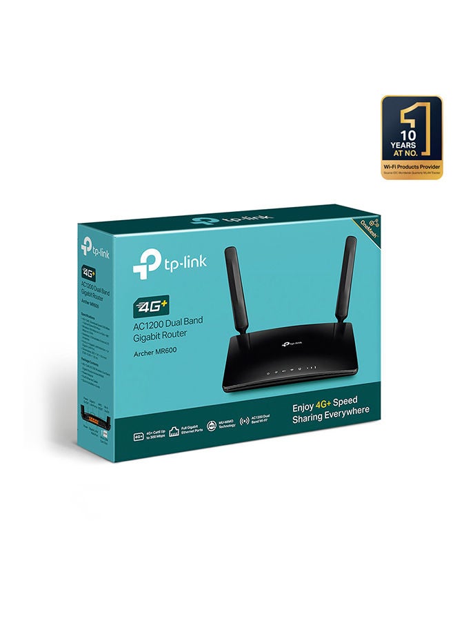 TP-LINK - 4G+ Cat6 AC1200 Wireless Dual Band Gigabit Router Archer MR600 Black - Image 1