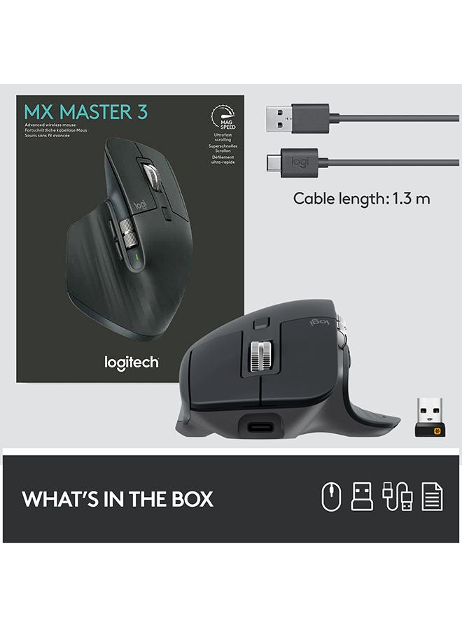 600.0 mAh MX Master 3 Advanced Wireless Mouse Graphite