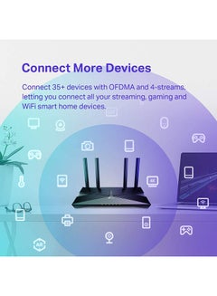 TP-LINK Archer AX20 AX1800 Dual Band WiFi 6 Router, Quad-Core Processing, Gigabit LAN & USB Ports, WPA3 Cyber Security, Parental Controls, Long Range Coverage, Works with Alexa Black  - Image 4