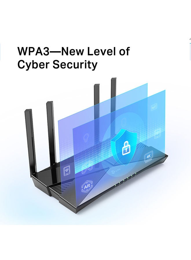 TP-LINK - Archer AX20 AX1800 Dual Band WiFi 6 Router, Quad-Core Processing, Gigabit LAN & USB Ports, WPA3 Cyber Security, Parental Controls, Long Range Coverage, Works with Alexa Black - Image 1