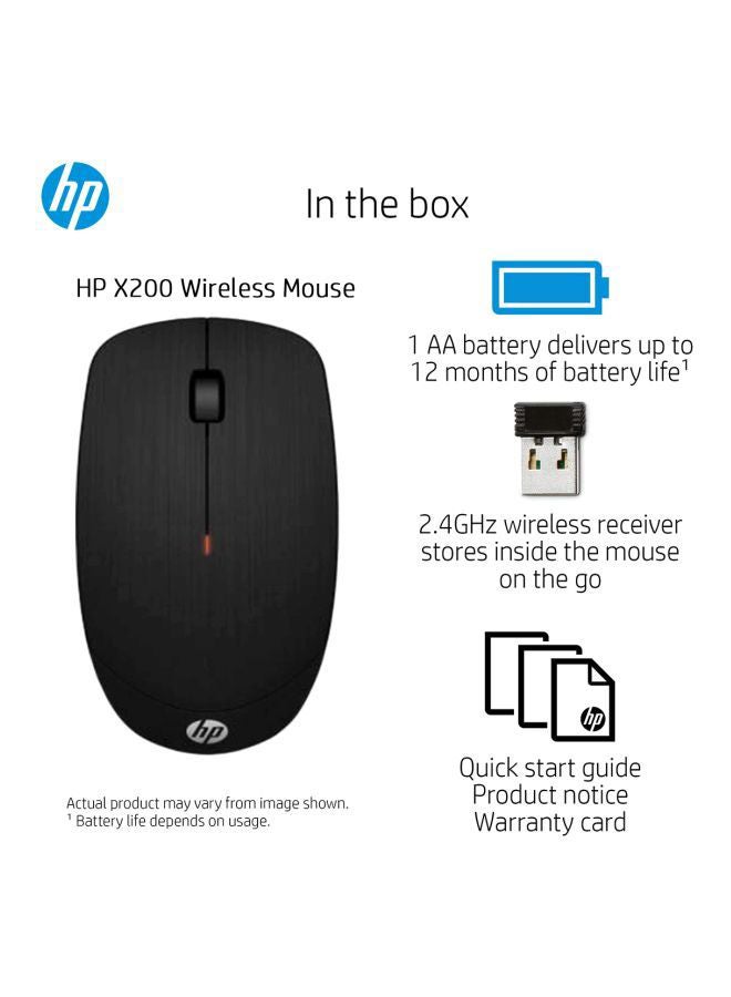 HP - Wireless Mouse X200 Black/Silver - Image 1