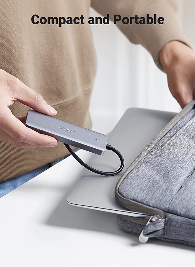 USB C Hub 4 Ports USB C Adapter Type C Hub to USB 3.0 Extention Compatible for MacBook Pro/Air/Samsung S22 Ultra/Huawei Mate XS 2/P50/MateBook/LG/Chromebook/iPad Pro/Air 5/Dell XPS 15 silver 