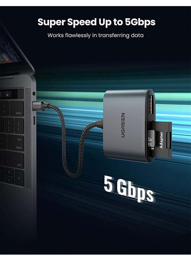 Ugreen - USB-C to USB 2.0/SD/TF Memory Card Reader Adapter black - Image 1