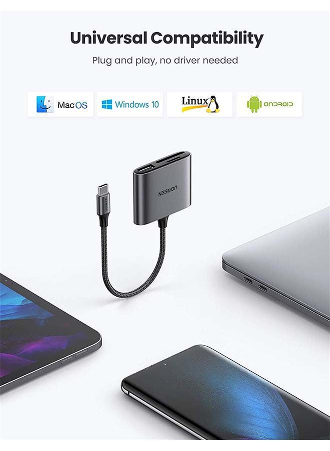 Ugreen - USB-C to USB 2.0/SD/TF Memory Card Reader Adapter black - Image 1