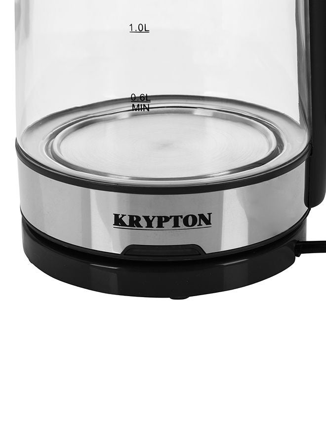KRYPTON - Electric Cordless Glass Kettle with Boil Dry Protection, Detachable Power Base, Auto Shut Off, Fast Boil & Easy to Clean and Ideal for Hot Water, Tea or Coffee 2 L 1500 W KNK6221 Black/Silver - Image 1