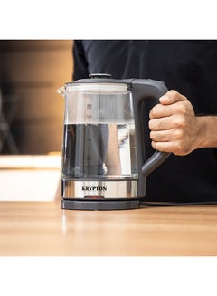 كريبتون غلاية كهربائية لاسلكية زجاجية سعة 2 لتر 2 L 1500 W KNK6221 أسود/فضي  - Image 4