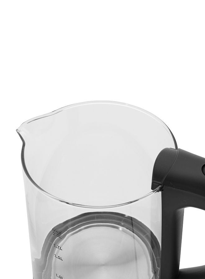KRYPTON - Electric Cordless Glass Kettle with Boil Dry Protection, Detachable Power Base, Auto Shut Off, Fast Boil & Easy to Clean and Ideal for Hot Water, Tea or Coffee 2 L 1500 W KNK6221 Black/Silver - Image 1