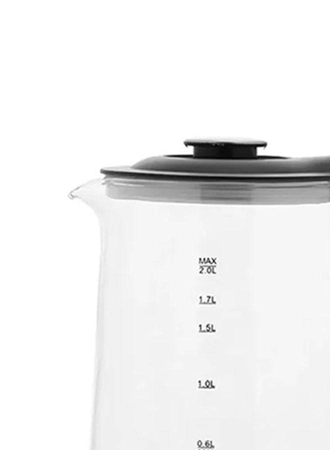 KRYPTON - Electric Cordless Glass Kettle with Boil Dry Protection, Detachable Power Base, Auto Shut Off, Fast Boil & Easy to Clean and Ideal for Hot Water, Tea or Coffee 2 L 1500 W KNK6221 Black/Silver - Image 1