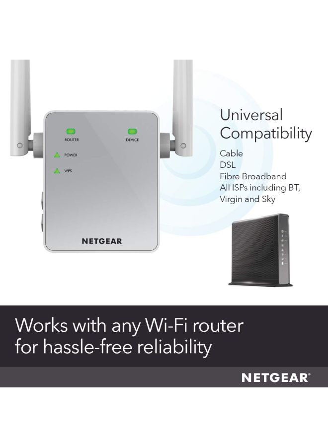 EX3700 AC750 Universal Wi-Fi Range Extender (NG-EX3700-100UKS) White/Grey
