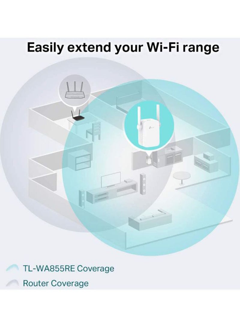 TP-LINK - TL-WA855RE Wall-Plug WiFi Range Extender, Booster, Access point (300Mbps N) White - Image 1