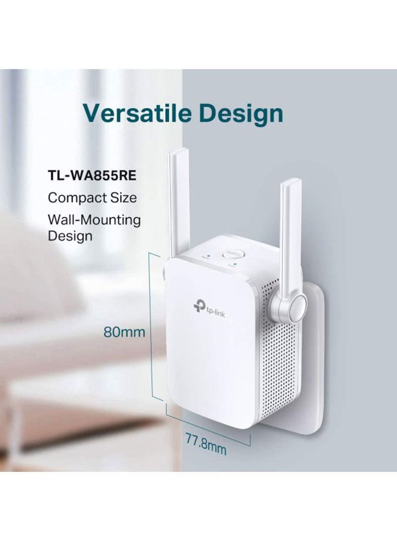 TP-LINK - TL-WA855RE Wall-Plug WiFi Range Extender, Booster, Access point (300Mbps N) White - Image 1