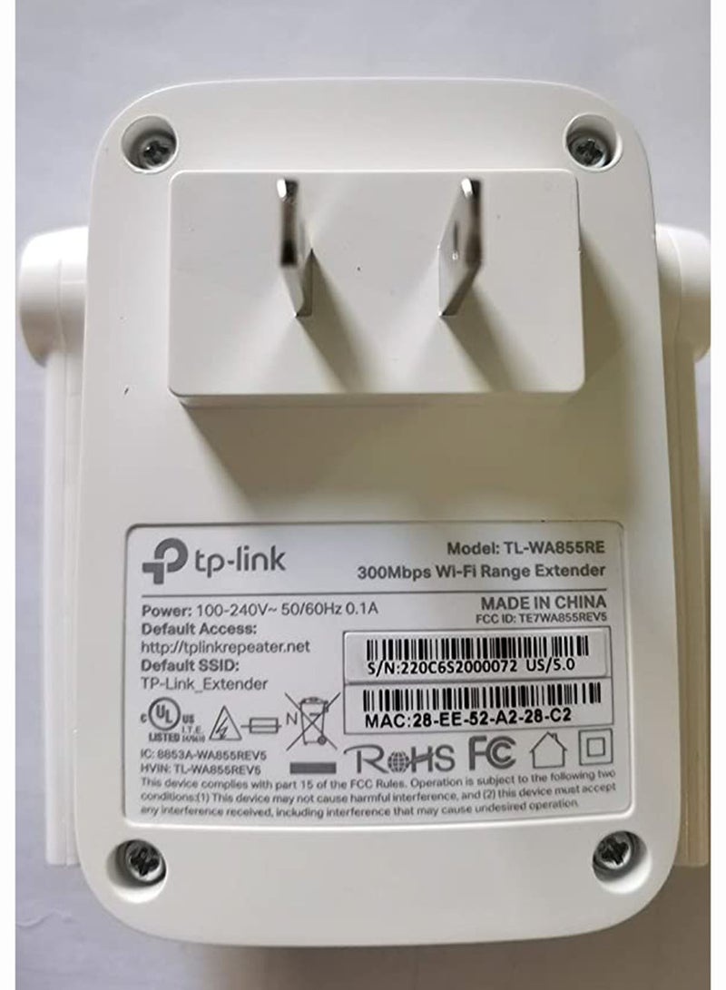 TP-LINK - TL-WA855RE Wall-Plug WiFi Range Extender, Booster, Access point (300Mbps N) White - Image 1
