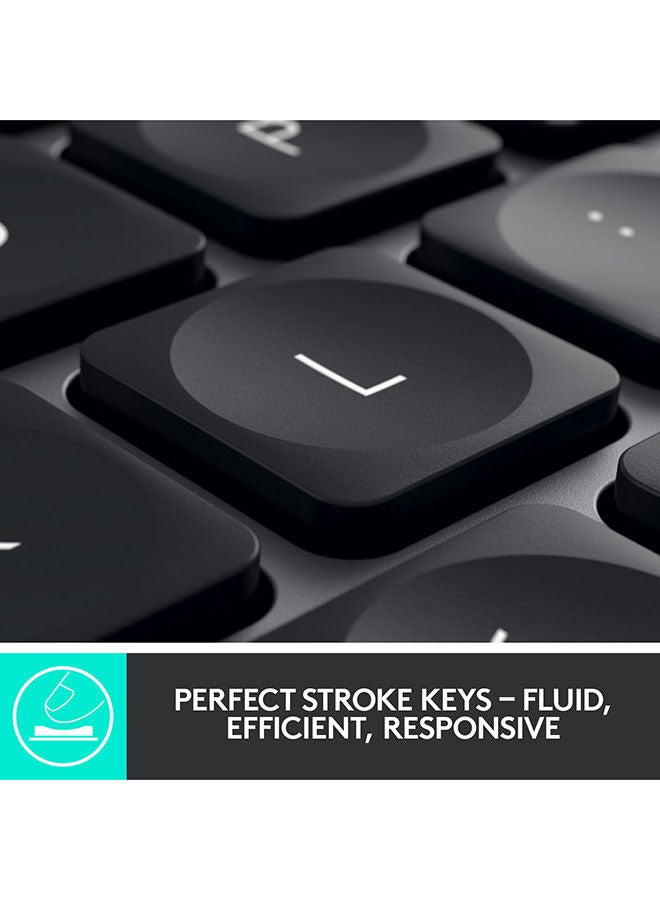 Logitech - MX Keys Advanced Illuminated Wireless Keyboard, Bluetooth, Tactile Responsive Typing, Backlit Keys, USB-C, PC/Mac/Laptop Windows/Linux/IOS/Android Black - Image 1