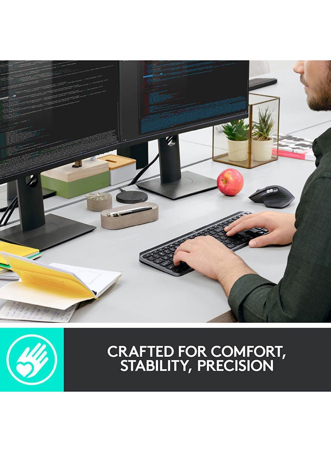 Logitech - MX Keys Advanced Illuminated Wireless Keyboard, Bluetooth, Tactile Responsive Typing, Backlit Keys, USB-C, PC/Mac/Laptop Windows/Linux/IOS/Android Black - Image 1