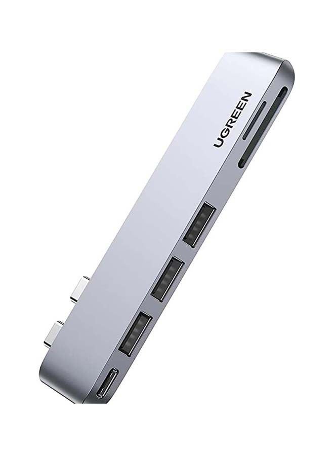 Ugreen - 6 in 2 USB-C Hub PD 100W 40Gbps Dual Type C Dock for MacBook Pro M1 2021 Card Reader SD/TF, Superpeed Multi USB 3.0 Hub Compatible for Macbook Pro/ Air M1 2021 2020, 2019, 2018, 2017, 2016 Silver - Image 1