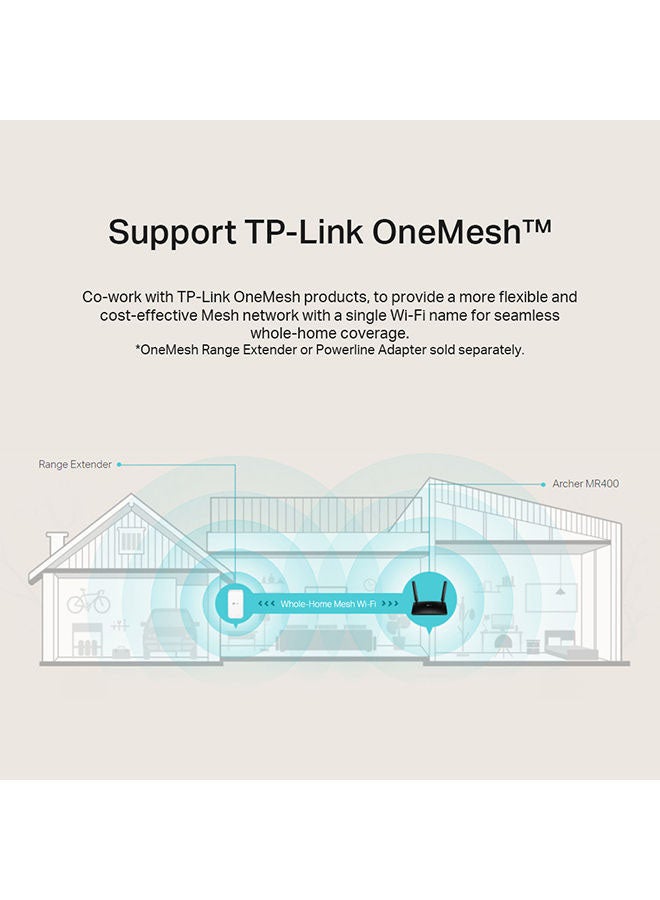 TP-LINK - Archer MR400 AC1200 Wireless Dual Band 4G LTE Router, 4G LTE Router, Plug and Play, Compatibility for SIM cards in 100+ countries, 64 Devices Connectivity, Parental Controls Black - Image 1
