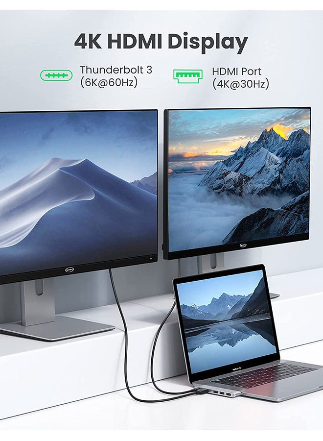 Ugreen - 5-In-1 USB C Hub Dual Type C Dock Adapter with 4K HDMI USB-C Gen 2 port 3 USB 3.0 Ports Compatible for Macbook Pro Air M1 2021 2020 2019 2018 2017 2016 Silver - Image 1