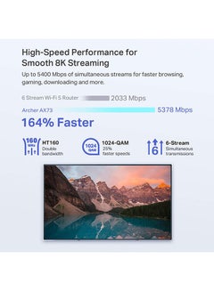 TP-LINK Dual Band 6 Stream Gigabit Wi-Fi 6 Router Archer AX73 AX5400 Black  - Image 2