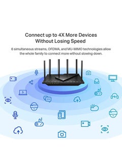 TP-LINK Dual Band 6 Stream Gigabit Wi-Fi 6 Router Archer AX73 AX5400 Black  - Image 4