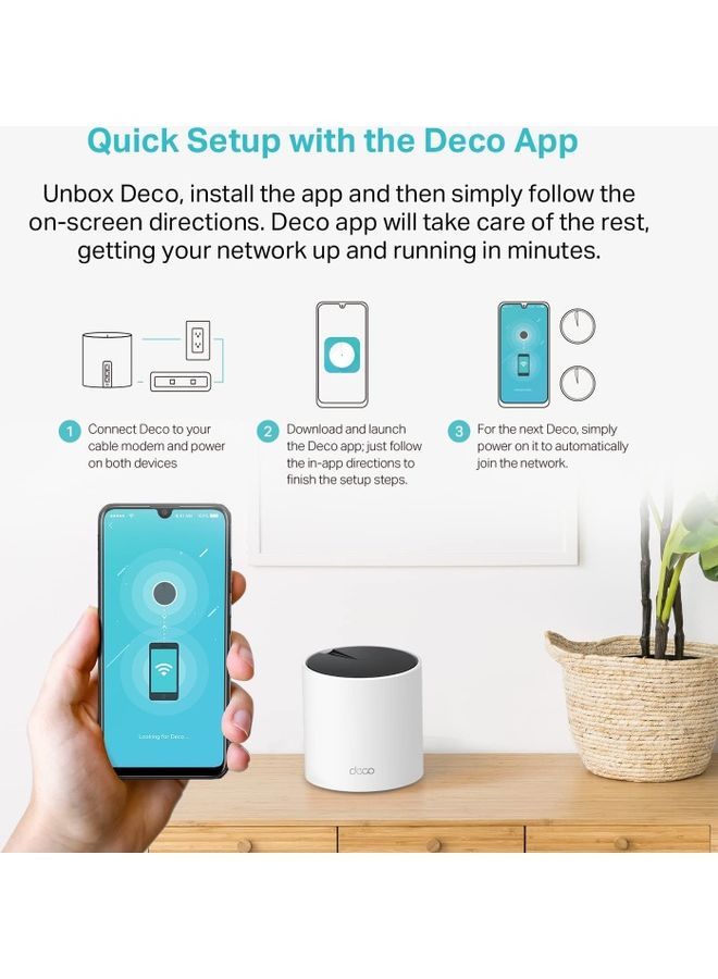 Deco AX3000 WiFi 6 Mesh System(Deco X55) - Covers up to 6500 Sq.Ft, Replaces Wireless Router and Extender, 3 Gigabit ports per unit, supports Ethernet Backhaul (3-pack) White - v1668830468/N53368394A_5