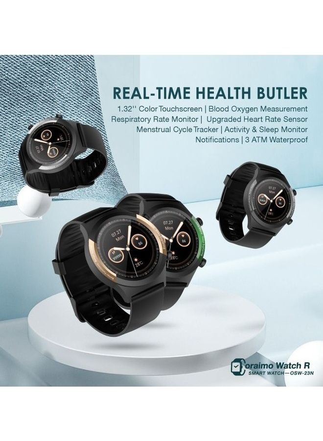 Oraimo 200.0 mAh OSW-23N Smart Watch 1.32-inch HD Full Color Touch Screen Build In Fitness Tracker Heart Rate & Blood Oxygen Monitor Gold - Image 2