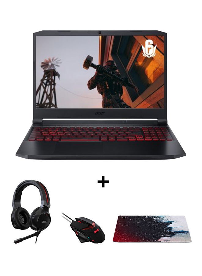 Acer Nitro 5 AN515 Gaming Notebook With 15.6-Inch QHD Display, AMD Ryzen 9-5900HX Processor / 32GB RAM / 1TB SSD / 8GB NVIDIA GeForce RTX 3080 Graphics / Win 11 Home / WiFi-6 / RGB KB + Nitro Gaming Mouse + Nitro Gaming Headset + Nitro Mousepad / English/Arabic Shale Black  - Image 1