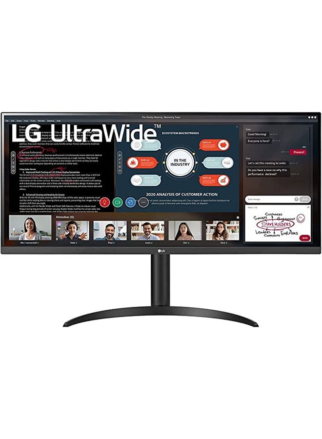 LG - 34 inch UltraWide Monitor , IPS Monitor, 60 Hz, 5 ms, 21:9, 2560X1080 px, AMD FreeSync, 3-side Virtually Borderless Design 34WP550-B Black - Image 1