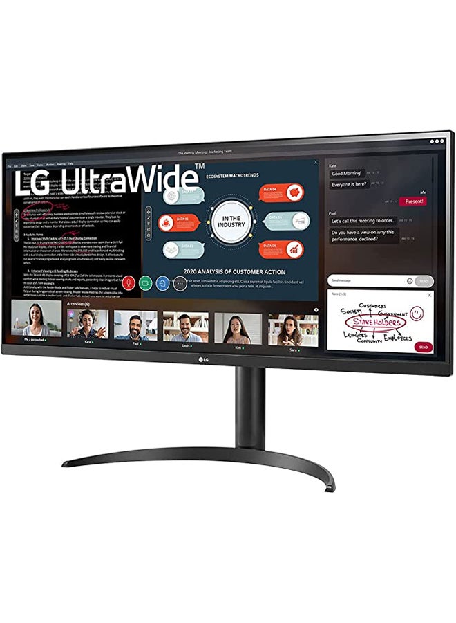 LG - 34 inch UltraWide Monitor , IPS Monitor, 60 Hz, 5 ms, 21:9, 2560X1080 px, AMD FreeSync, 3-side Virtually Borderless Design 34WP550-B Black - Image 1