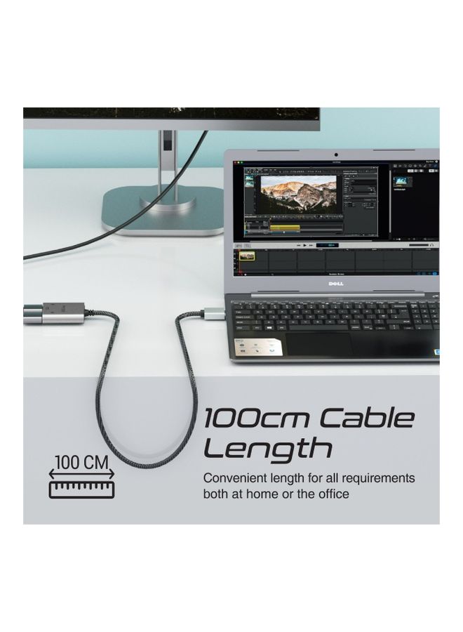 PROMATE HDMI Adapter With Dual 4K 60Hz UHD Ports And 1M Nylon Braided Cord Black - Image 4