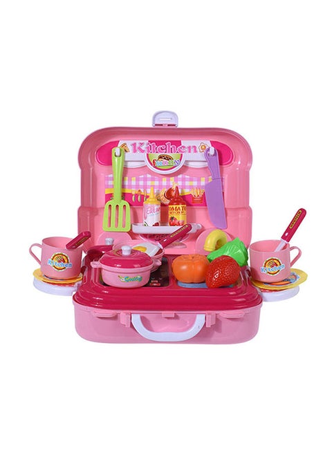 26-Piece Portable Lightweight Kitchen Cook Roll Suitcase Toy Playset For Kids 37.5x28x25cm