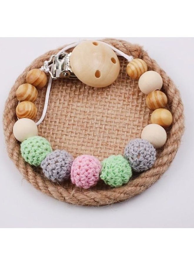 سلسلة لهاية من قطعة واحدة مصنوعة من الخشب ومزينة بخرز كروشيه مميز - Image 2